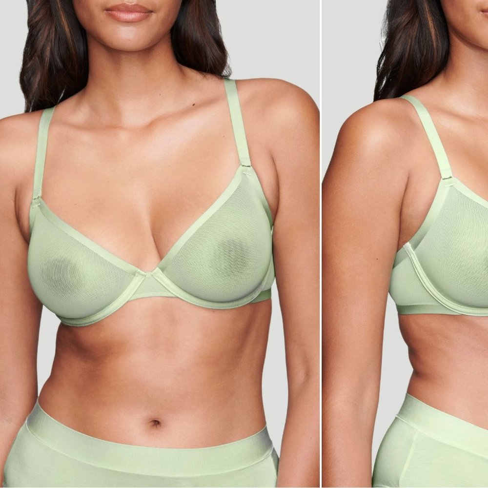 CUUP 34D Mesh Plunge Bra in Mint